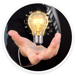 Businessman holding a light bulb